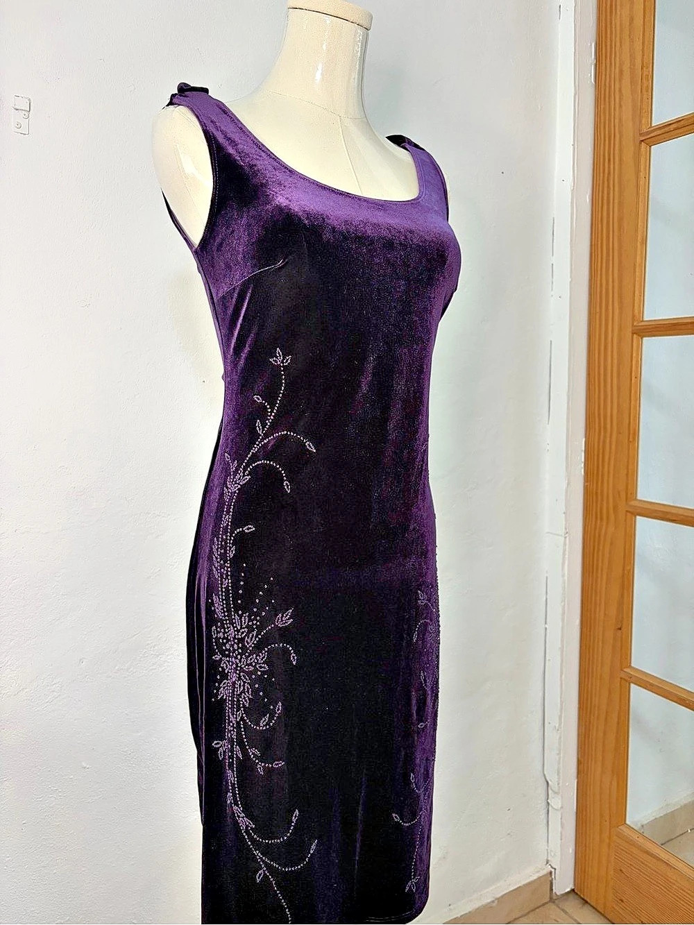 Jones New York Velvet Midi Dress Purple Size 4 Like New